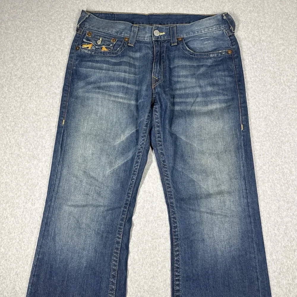 True Religion Men's Boot Cut Jeans Size 36(Fit 37x32) Medium Wash Fade Made USA